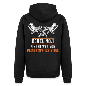 Fahrzeuglackierer Lackiererei Lackierer - Unisex Premium Bio Zip Hoodie - Schwarz - Hinten - Nico (187cm)