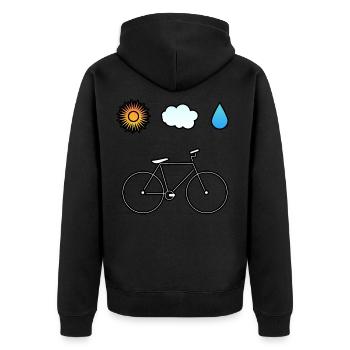 Fahrrad Design, Rad und Sport. Bike Love - Unisex Premium Bio Zip Hoodie - Schwarz - Hinten - Nico (187cm)
