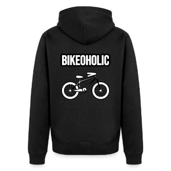 Fahrrad Design, Rad und Sport. Bike Love - Unisex Premium Bio Zip Hoodie - Schwarz - Hinten - Nico (187cm)