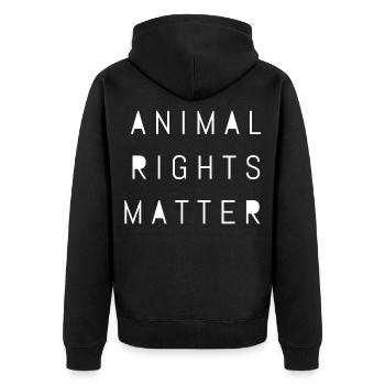 Animal Rights Matter Vegan Plant Based - Unisex Premium Bio Zip Hoodie - Schwarz - Hinten - Nico (187cm)
