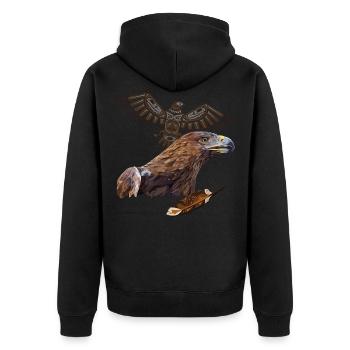 golden eagle - Unisex Premium Organic Zip Hoodie - black - Back - Nico (187cm)