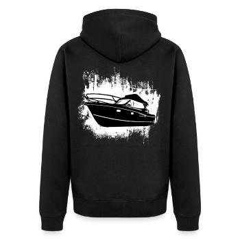 Boot Regatta . Motorboot Motoryacht . Yacht Segeln - Unisex Premium Bio Zip Hoodie - Schwarz - Hinten - Nico (187cm)