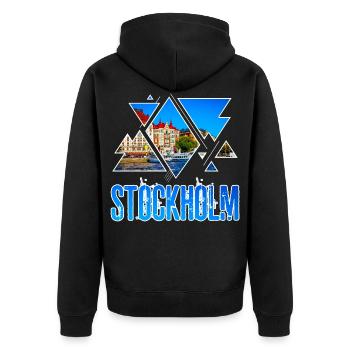 Stockholm Schweden Sweden Skyline Stadt City - Unisex Premium Bio Zip Hoodie - Schwarz - Hinten - Nico (187cm)