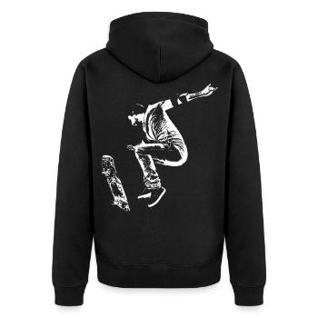 Skater Boy Halfpipe Fly Street Art - Unisex Premium Organic Zip Hoodie - black - Back - Nico (187cm)
