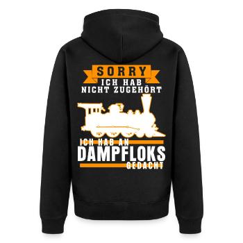 Dampflok Spruch Eisenbahn Dampfloks - Unisex Premium Bio Zip Hoodie - Schwarz - Hinten - Nico (187cm)