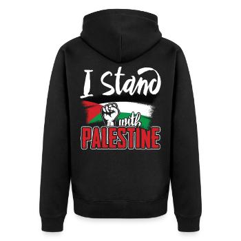 Je défends la Palestine - Veste à capuche bio Premium Unisexe - noir - Dos - Nico (187cm)