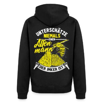 Imker Retner Opa Geschenk Biene Nektar Honig Wespe - Unisex Premium Bio Zip Hoodie - Schwarz - Hinten - Nico (187cm)
