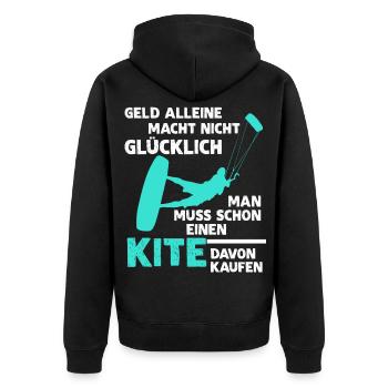 Kiteboarding Kitesurfer Kitesurfing - Unisex Premium Bio Zip Hoodie - Schwarz - Hinten - Nico (187cm)