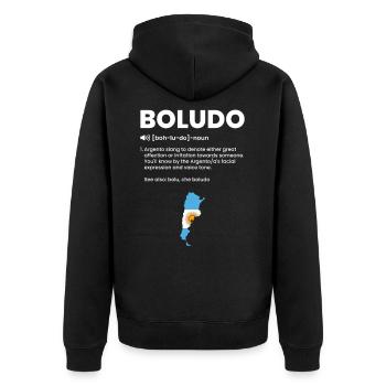 Boludo definition, argentinian argentina - Veste à capuche bio Premium Unisexe - noir - Dos - Nico (187cm)