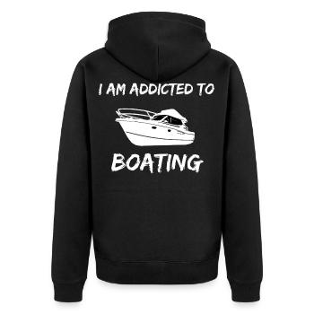 Boot Regatta . Motorboot Motoryacht . Yacht Segeln - Unisex Premium Bio Zip Hoodie - Schwarz - Hinten - Nico (187cm)