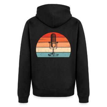Podcast Radio Micro Podcaster Retro Soleil - Veste à capuche bio Premium Unisexe - noir - Dos - Nico (187cm)