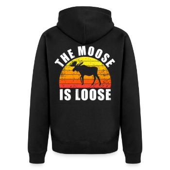 Retro Elch Lustiger Spruch - Unisex Premium Bio Zip Hoodie - Schwarz - Hinten - Nico (187cm)