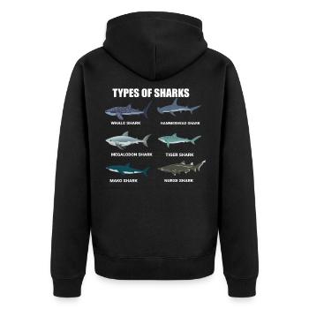 typen von haien walhai hammerhai tigerhai makohai - Unisex Premium Bio Zip Hoodie - Schwarz - Hinten - Nico (187cm)