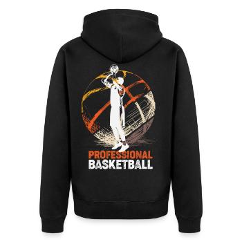 Professional Basketball Sport Dunking Basket - Unisex Premium Organic Zip Hoodie - black - Back - Nico (187cm)
