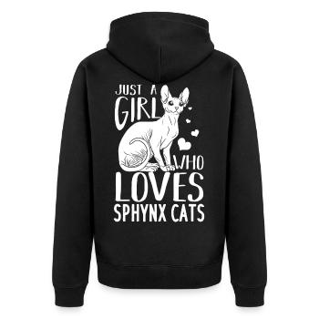Sphynx Katze Ägyptische Kätzchen Besitzer - Unisex Premium Bio Zip Hoodie - Schwarz - Hinten - Nico (187cm)