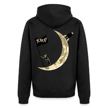 XRP To the Moon Ripple XRP Astronaut Crypto - Unisex Premium Organic Zip Hoodie - black - Back - Nico (187cm)