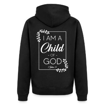 Christlicher Bibelvers Religion Kreuz - Unisex Premium Bio Zip Hoodie - Schwarz - Hinten - Nico (187cm)
