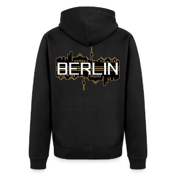 Berlin Germany Germany Skyline Font - Unisex Premium Organic Zip Hoodie - black - Back - Nico (187cm)