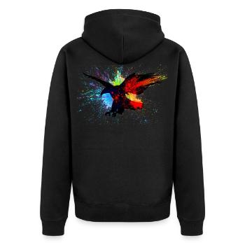 Adler Eagle Color Splash - Unisex Premium Organic Zip Hoodie - black - Back - Nico (187cm)