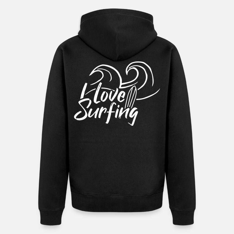 J’aime surf - Veste à capuche bio Premium Unisexe - noir