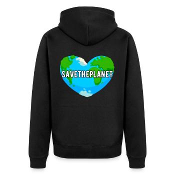 Save The Planet Sustainability Conservation Saying - Unisex Premium Organic Zip Hoodie - black - Back - Nico (187cm)