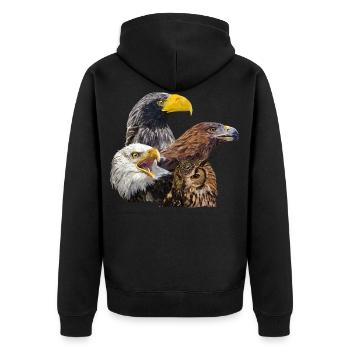 Greifvögel - Unisex Premium Bio Zip Hoodie - Schwarz - Hinten - Nico (187cm)