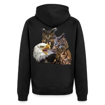 Greifvögel - Unisex Premium Bio Zip Hoodie - Schwarz - Hinten - Nico (187cm)