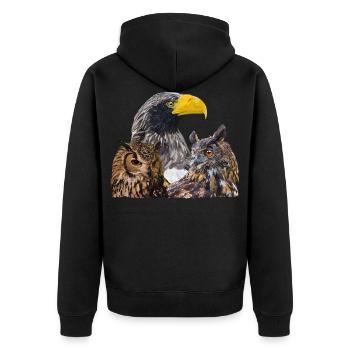Greifvögel - Unisex Premium Bio Zip Hoodie - Schwarz - Hinten - Nico (187cm)