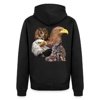 Greifvögel - Unisex Premium Bio Zip Hoodie - Schwarz - Hinten - Nico (187cm)