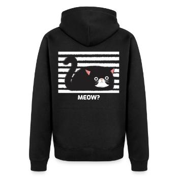Lustige Katze Meow niedliche Geschenk Idee - Unisex Premium Bio Zip Hoodie - Schwarz - Hinten - Nico (187cm)