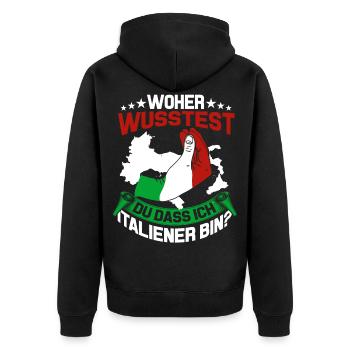 Italien Flagge Tshirt Sprüche Sizilien Mailand Rom - Unisex Premium Bio Zip Hoodie - Schwarz - Hinten - Nico (187cm)