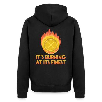 Es Brennt In Seiner Feinsten Ripple XRP Crypto - Unisex Premium Bio Zip Hoodie - Schwarz - Hinten - Nico (187cm)