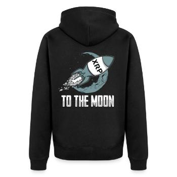 XRP To the Moon XRP Ripple Crypto Cryptocurrency - Unisex Premium Organic Zip Hoodie - black - Back - Nico (187cm)