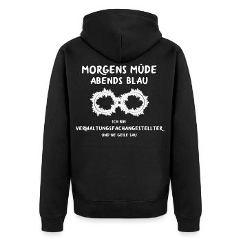Verwaltungsfachangestellter Büro Sprüche Lustig - Unisex Premium Bio Zip Hoodie - Schwarz - Hinten - Nico (187cm)