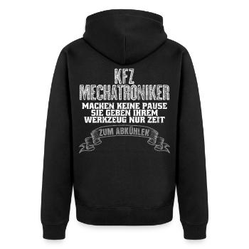KFZ-Mechatroniker und KFZ Mechaniker - Unisex Premium Bio Zip Hoodie - Schwarz - Hinten - Nico (187cm)