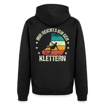Klettern Boulderer Kletterer Bouldern Spruch - Unisex Premium Bio Zip Hoodie - Schwarz - Hinten - Nico (187cm)