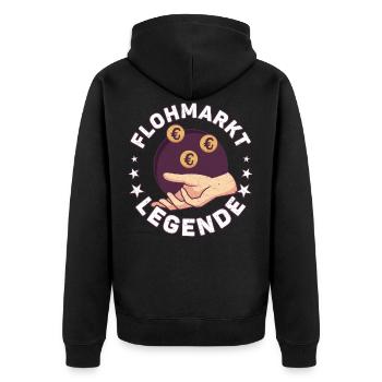 Flohmarkt Trödelmarkt Basar Trödler Geschenk - Unisex Premium Bio Zip Hoodie - Schwarz - Hinten - Nico (187cm)