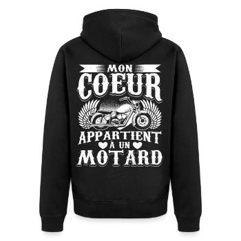 Motocyclette Motarde Motard - Veste à capuche bio Premium Unisexe - noir - Dos - Nico (187cm)
