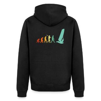 windsurfing evolution, windsurf - Unisex Premium Bio Zip Hoodie - Schwarz - Hinten - Nico (187cm)