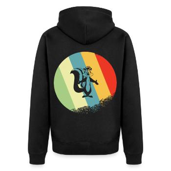 Stinktier Retro und Vintage Kreis - Unisex Premium Bio Zip Hoodie - Schwarz - Hinten - Nico (187cm)