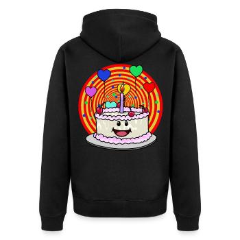Anniversaire gâteau fête Félicitations enfants - Veste à capuche bio Premium Unisexe - noir - Dos - Nico (187cm)