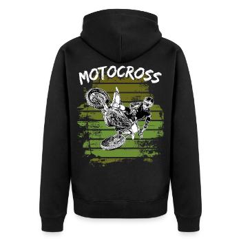 Motocross Design Enduro / Gift Idea / MX Retro - Unisex Premium Organic Zip Hoodie - black - Back - Nico (187cm)