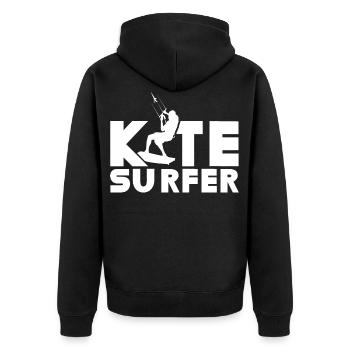 Kitesurfer Kitesurfen Kitesurf Kitesurfing Kite - Unisex Premium Bio Zip Hoodie - Schwarz - Hinten - Nico (187cm)