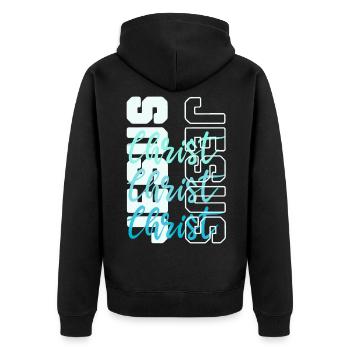 Jesus Christ - Unisex Premium Bio Zip Hoodie - Schwarz - Hinten - Nico (187cm)