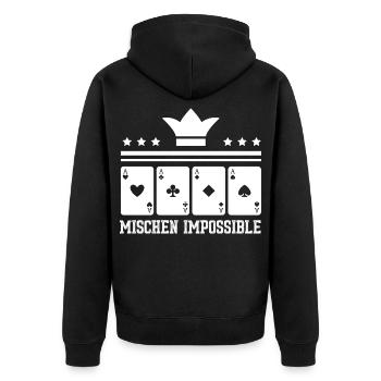Poker Pokern Ass Casino Hold'em All In Geschenk - Unisex Premium Bio Zip Hoodie - Schwarz - Hinten - Nico (187cm)