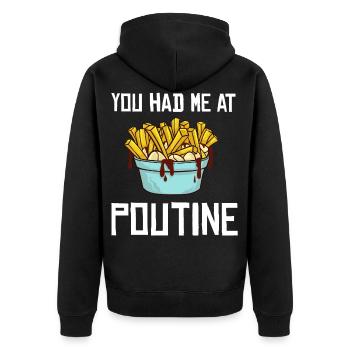 Poutine Frites Canada Recette de nourriture - Veste à capuche bio Premium Unisexe - noir - Dos - Nico (187cm)