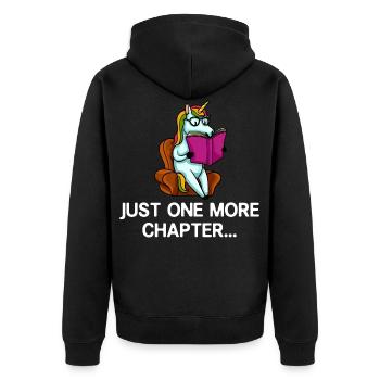 Read Unicorn Librarian Reader Book Books - Unisex Premium Organic Zip Hoodie - black - Back - Nico (187cm)