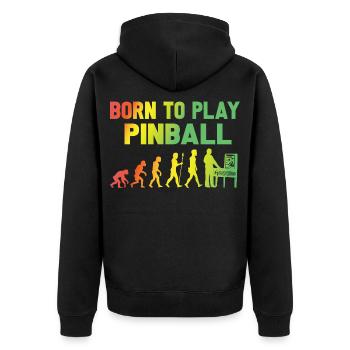 born to play pinball evolution gamen spiel zocken - Unisex Premium Bio Zip Hoodie - Schwarz - Hinten - Nico (187cm)
