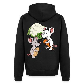 Organic Eco Mice Vegetables Rodents Hunger Mouse - Unisex Premium Organic Zip Hoodie - black - Back - Nico (187cm)