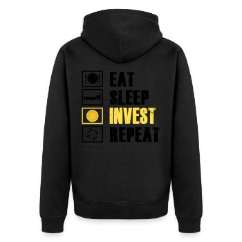 Eat Sleep Invest Repeat Rypto Ripple XRP - Unisex Premium Organic Zip Hoodie - black - Back - Nico (187cm)